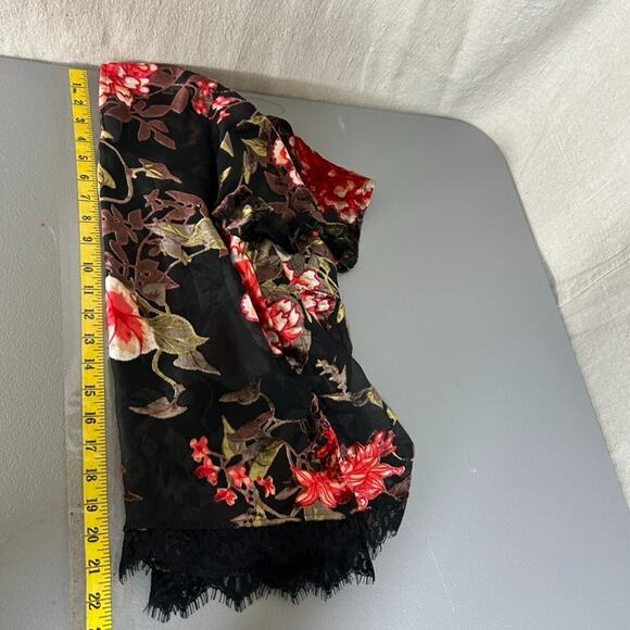 Rewind Womens Y2K Velvet Burnout Top Size S Dark Floral Whimsigoth Fairy Vampy - Picture 11 of 13